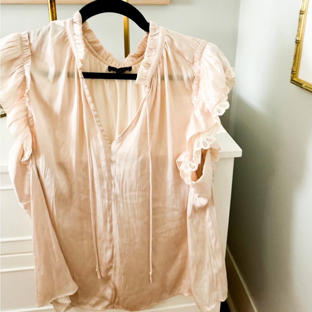 Anthropologie Current Air Ruffle Sleeve Top